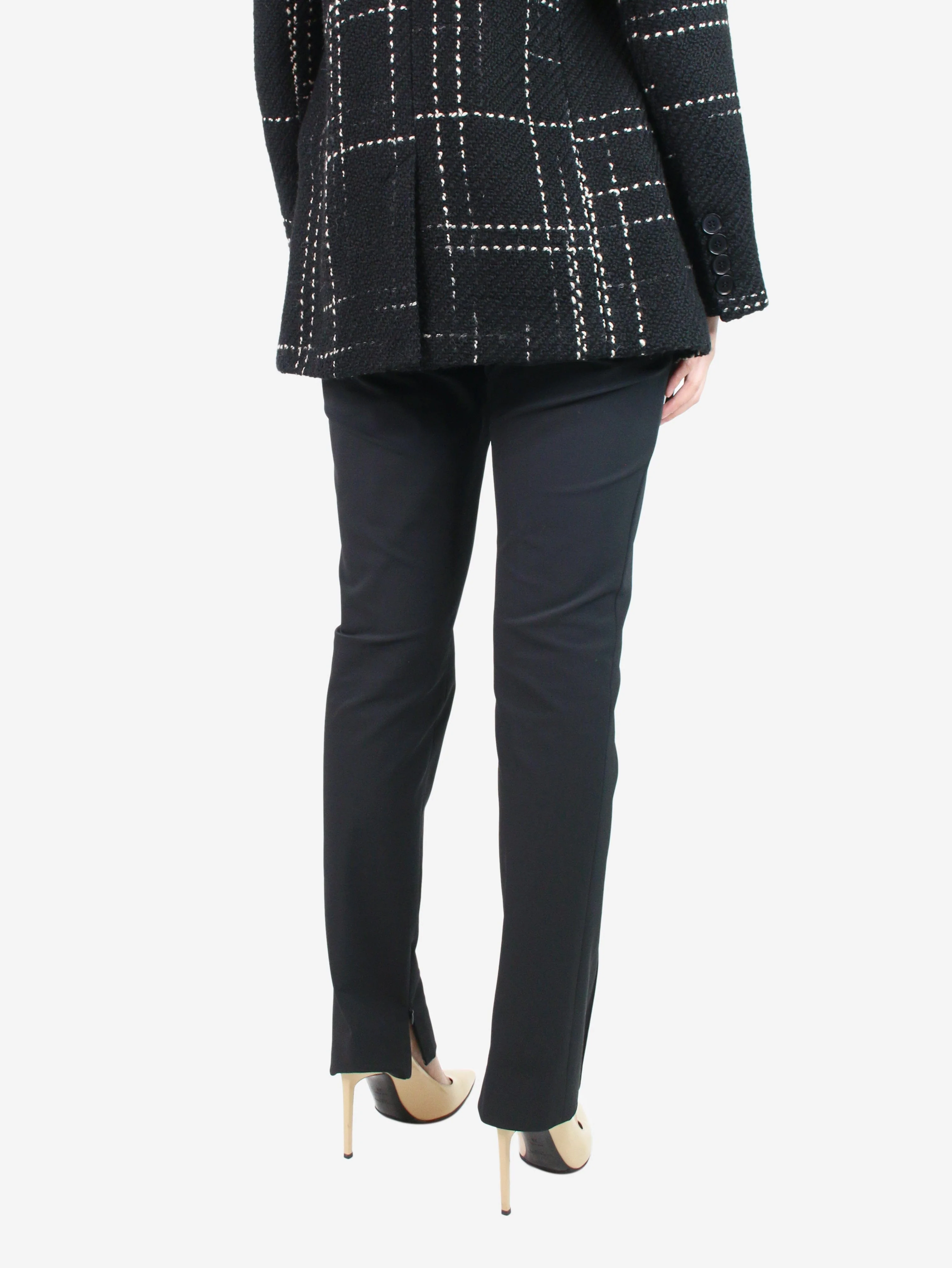 Black tailored trousers with belt and side-slit - size UK 10 - Image 3