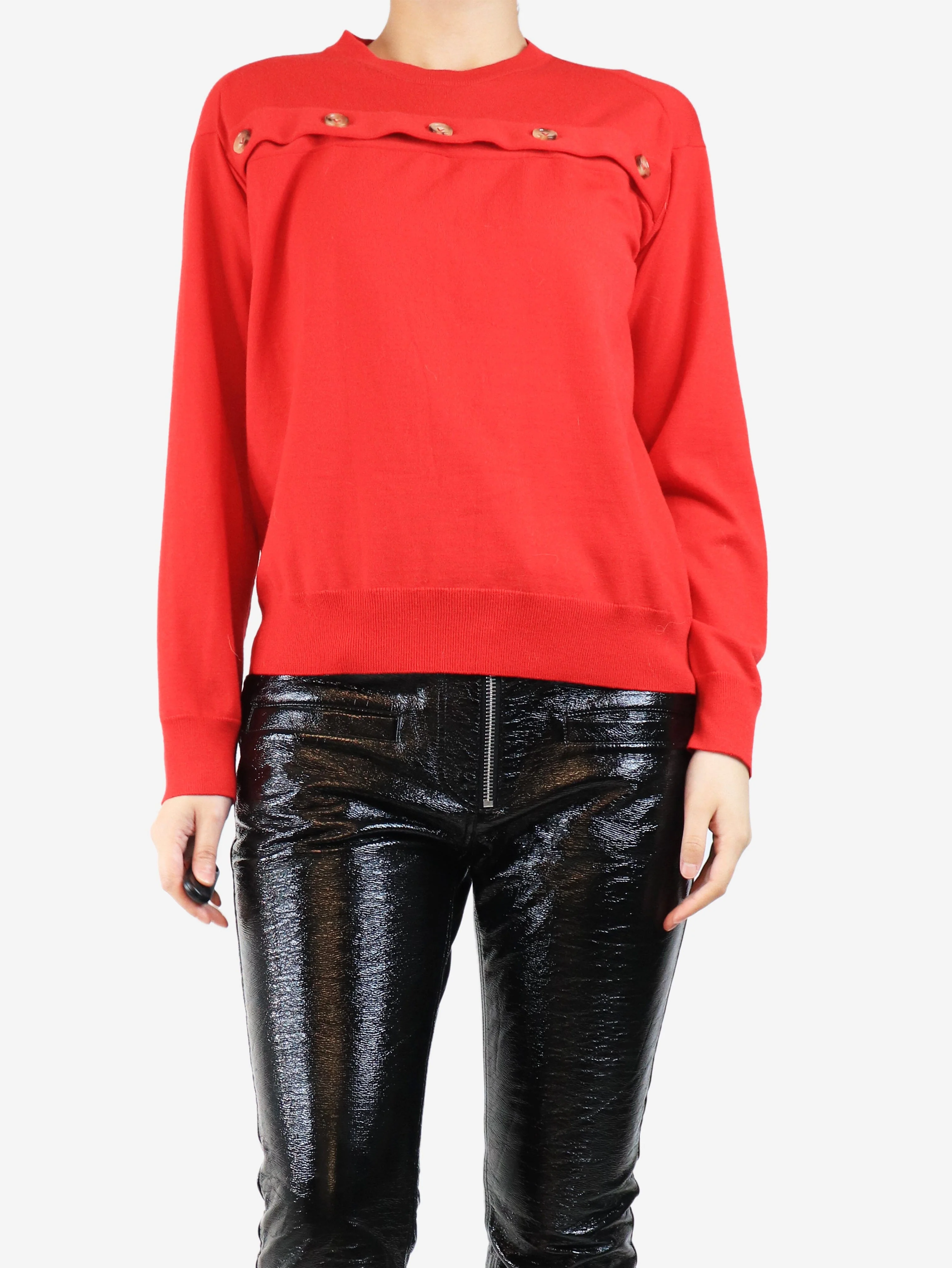 Red button-front sweater - size M - Image 3