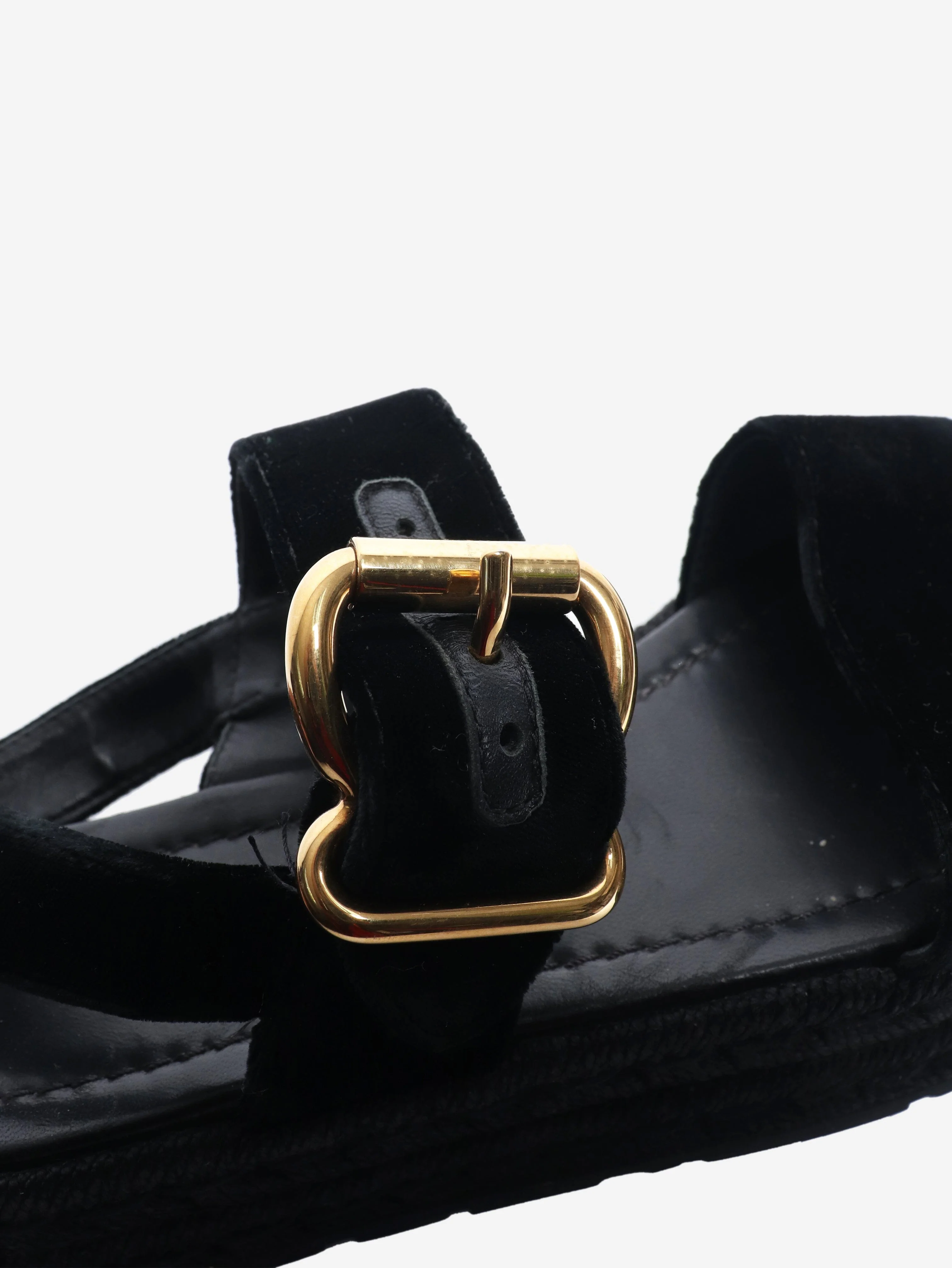 Black velvet platform sandals - size EU 37.5 - Image 3