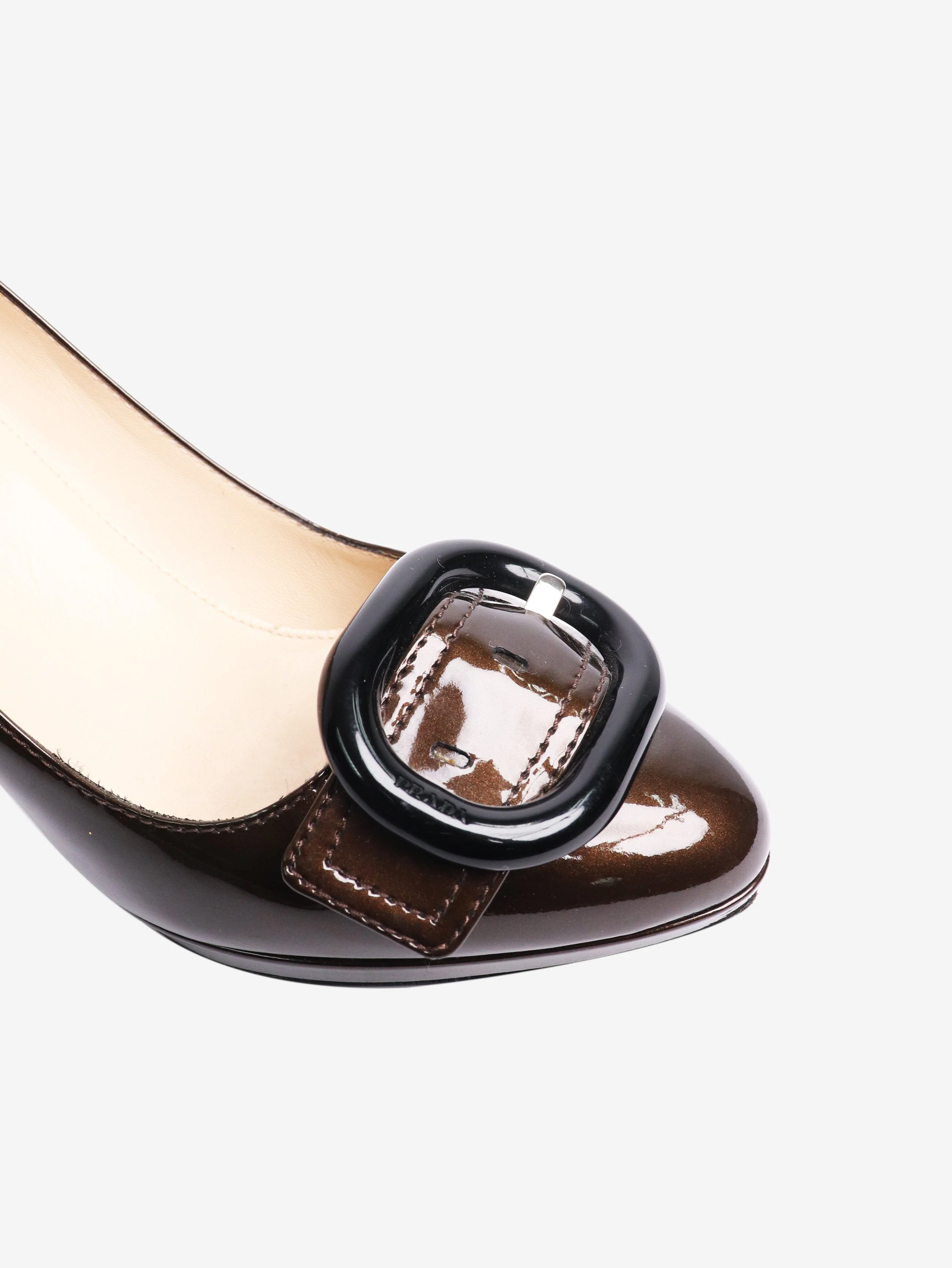Brown patent buckle pumps - size EU 37.5 (UK 4.5) - Image 4