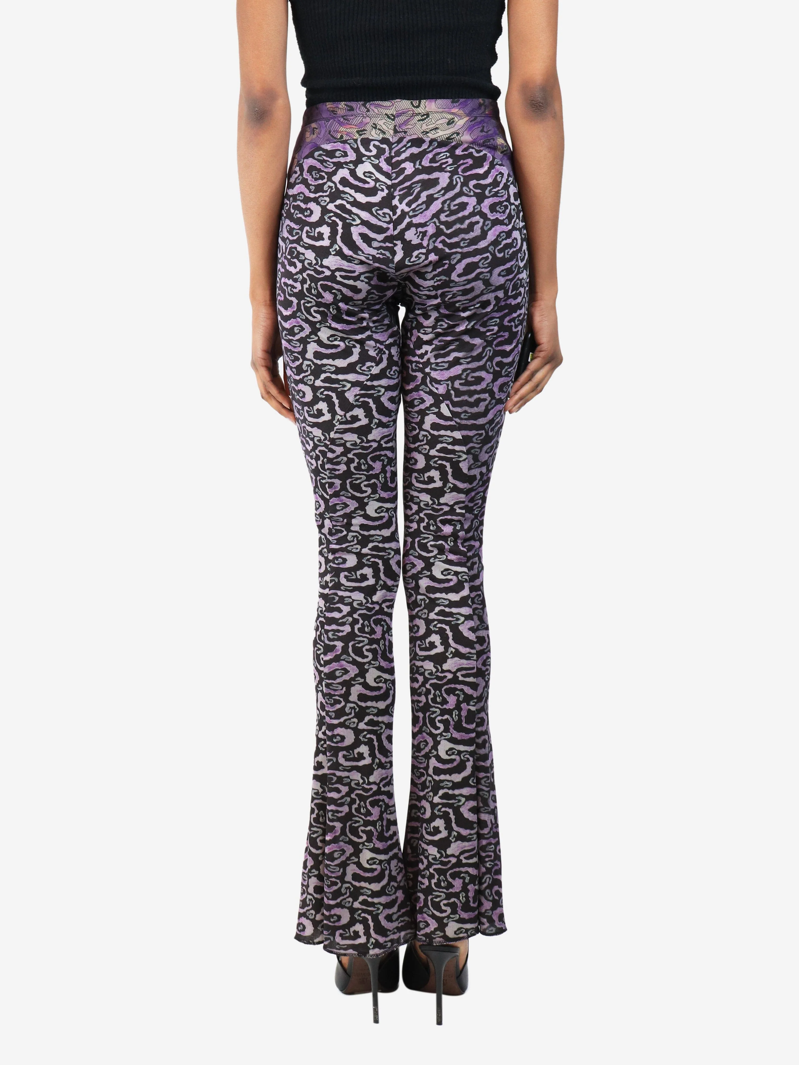 Purple leopard trousers - size UK 8 - Image 3