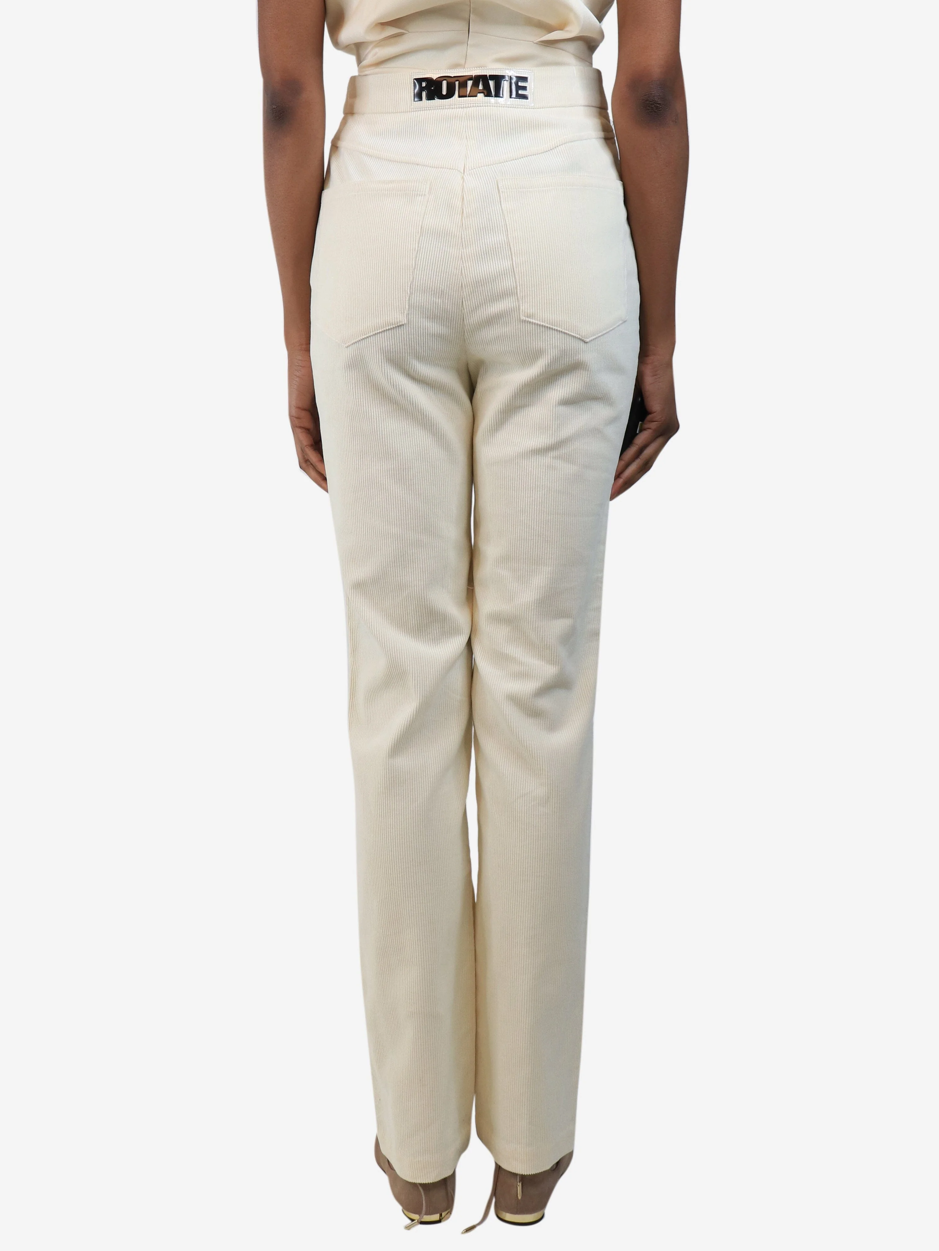 Cream straight-leg corduroy trousers - size UK 6 - Image 3